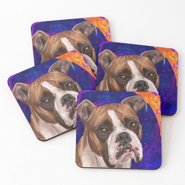 Item preview, Beautiful Boxer Dog Painting on Urban Purple Background designed and sold by ibadishi.