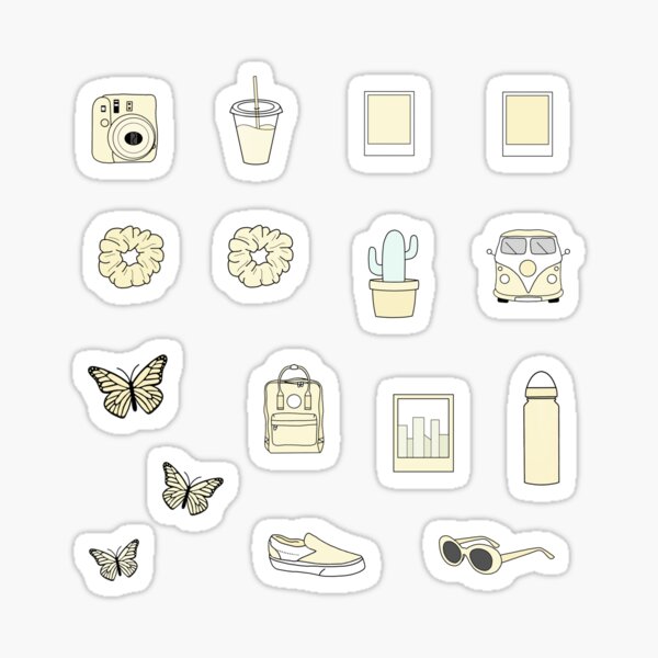 vsco-and-aesthetic-yellow-sticker-pack-sticker-for-sale-by-pastel