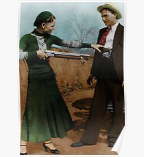 Bonnie & Clyde Colorized Poster