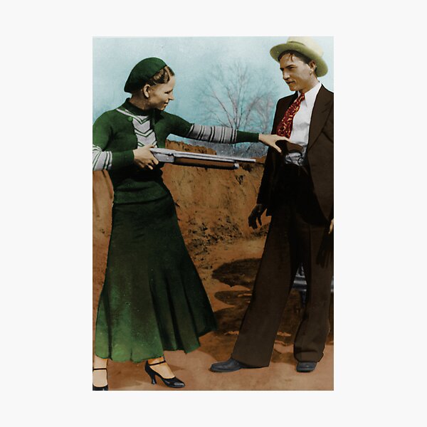 Bonnie & Clyde Colorized Photographic Print