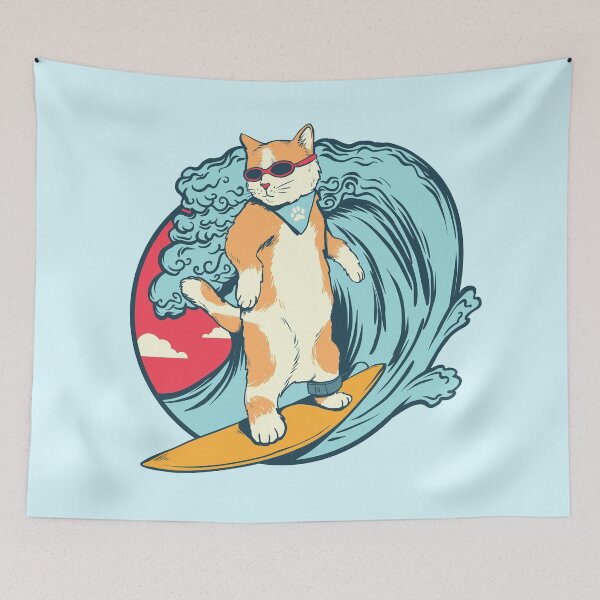 Item preview, Surfing Cat Kitty Surfer designed and sold by WildHoneyDesign.