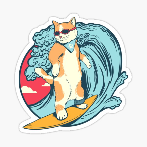 Item preview, Surfing Cat Kitty Surfer designed and sold by WildHoneyDesign.