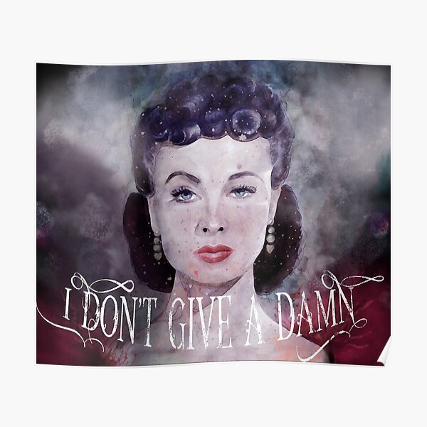 Vom Winde verweht Zitat "Es ist mir egal" Scarlett O'Hara Aquarell Poster