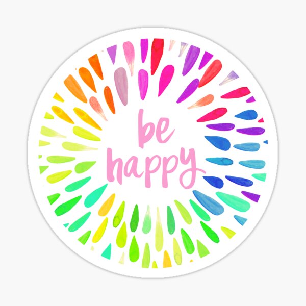 Be Happy Flower Petals Sticker