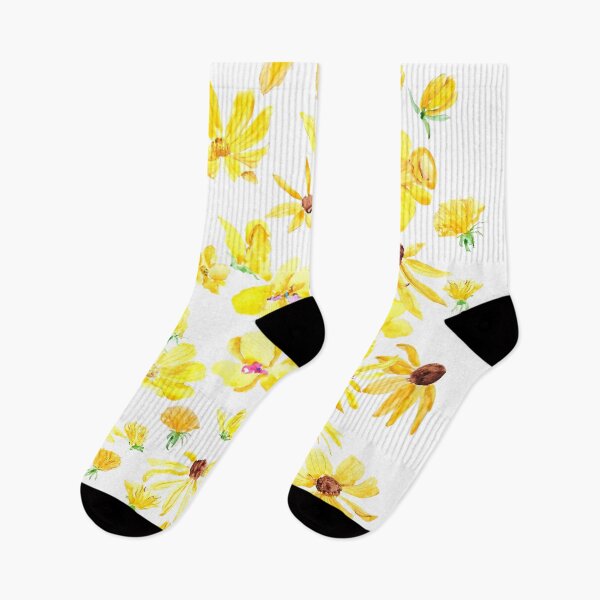 Item preview, hand painted yellow flowers watercolor  designed and sold by ColorandColor.