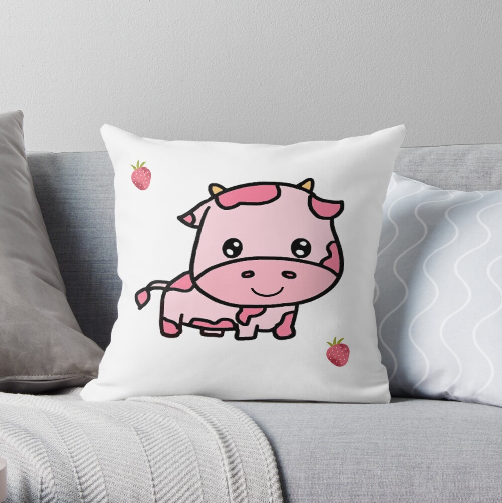 pink cow strawberry pillow pet