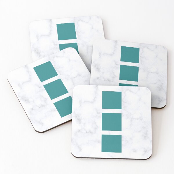 Item preview, Three Teal Squares on White/Grey Marble designed and sold by Silver-bee.