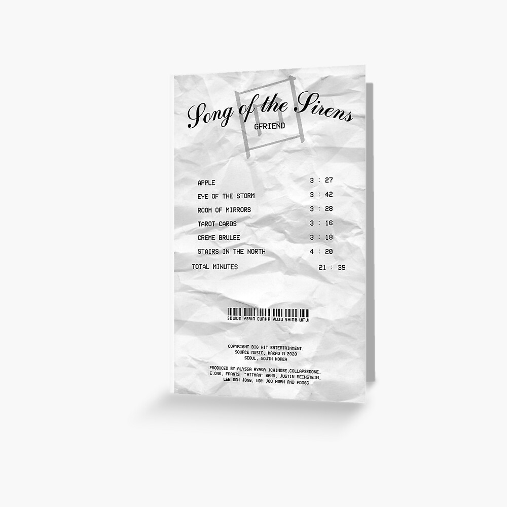 Gfriend Song Of The Sirens Album Receipt Greeting Card By Lovely Day Redbubble