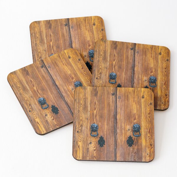 Item preview, Natural wooden door with black knockers designed and sold by lena-maximova.