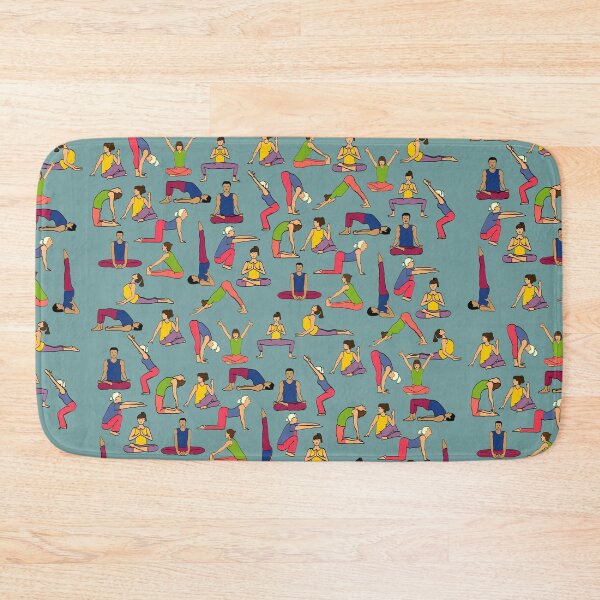 Item preview, Yoga Poses on blue background designed and sold by YogicFoods YogaMap.