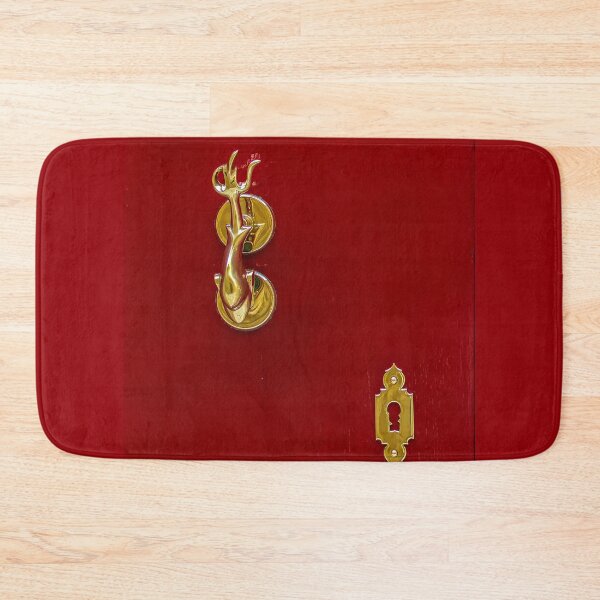Item preview, Red wooden door with golden vintage knocker designed and sold by lena-maximova.