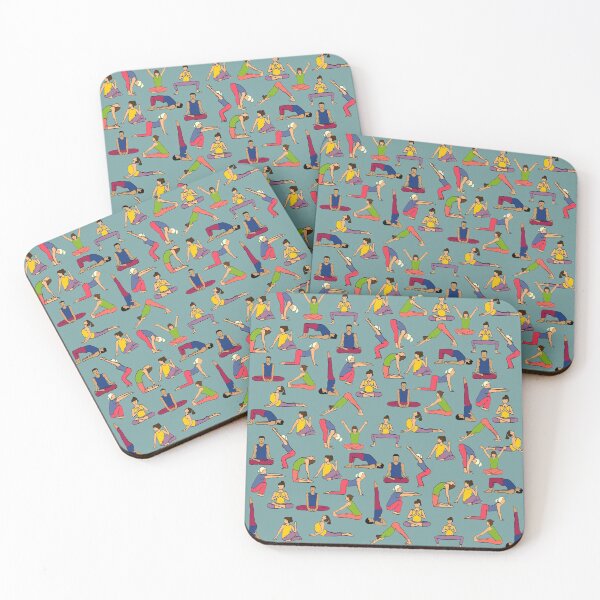Item preview, Yoga Poses on blue background designed and sold by YogicFoods YogaMap.
