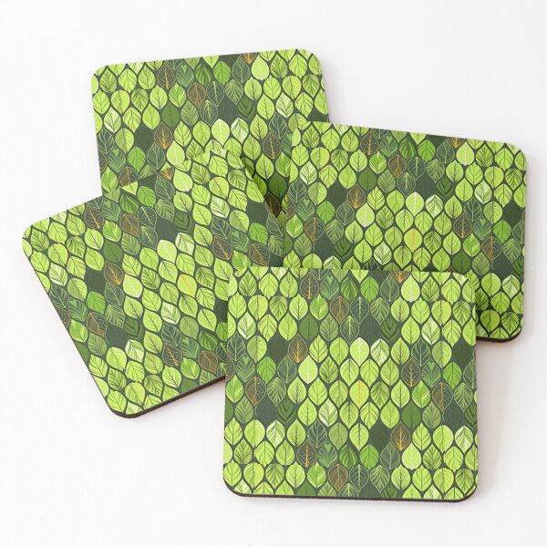 Item preview, Falling Leaves Green Leaf Pattern in dark and bright shades of green designed and sold by Paulele.