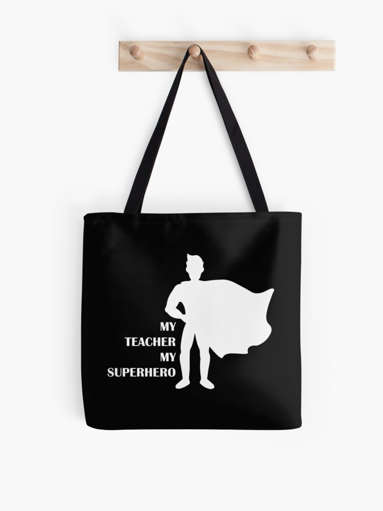 Superhero teachers day text design Male Tote Bag