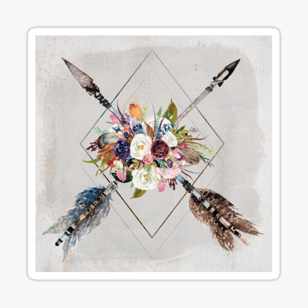 Tribal Dreams - Arrows and Flowers Glossy Sticker
