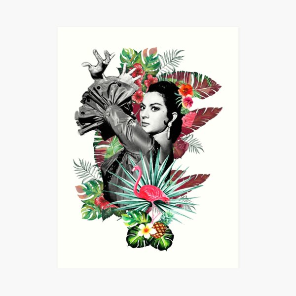 Lola Flores con Flamenco Rosa Lámina artística