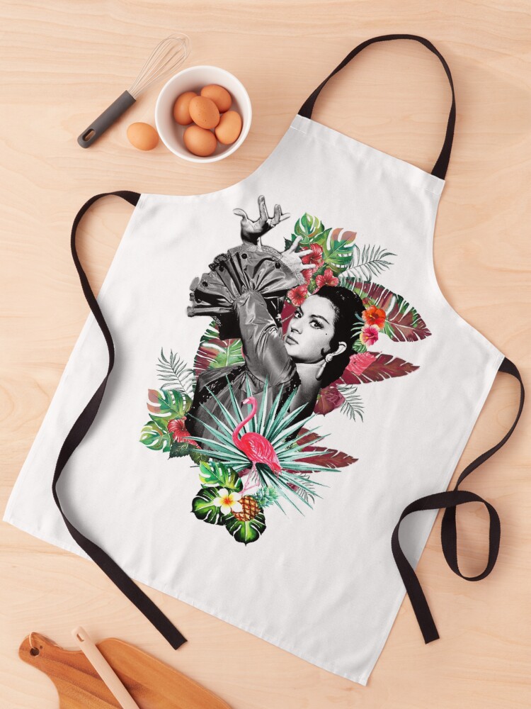 Imagen 1 de 6, Delantal con la obra Lola Flores con Flamenco Rosa, diseñada y vendida por Folkloricas.