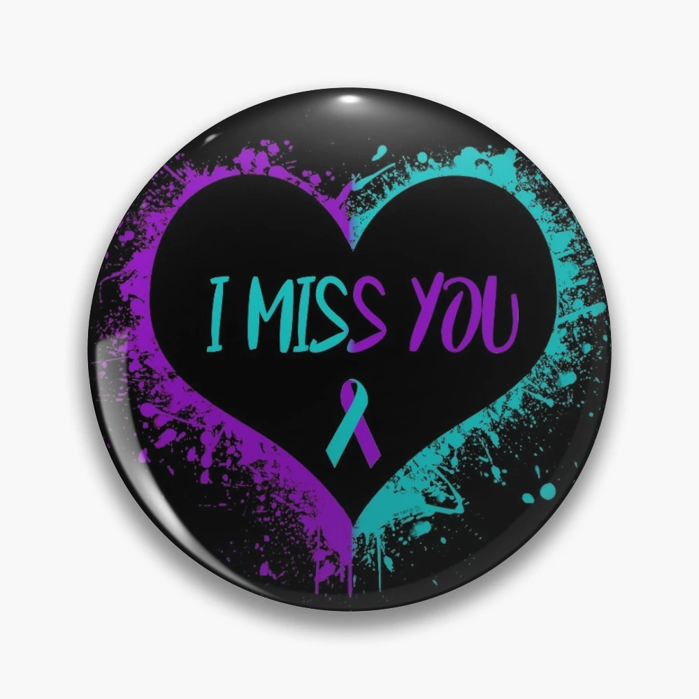 Suicide Awarenss Ribbon Heart I MISS YOU Sticker by