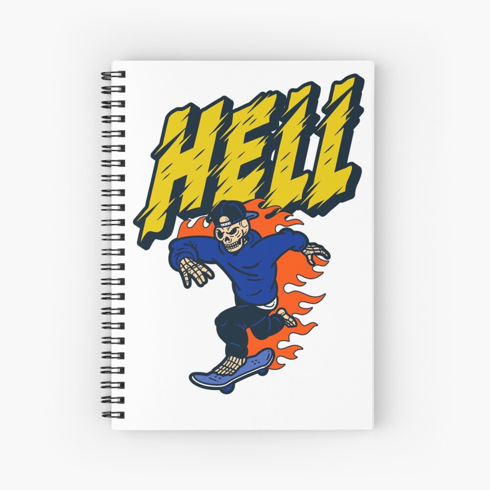 Skeleton Ride Skate Board, Spiral Notebook