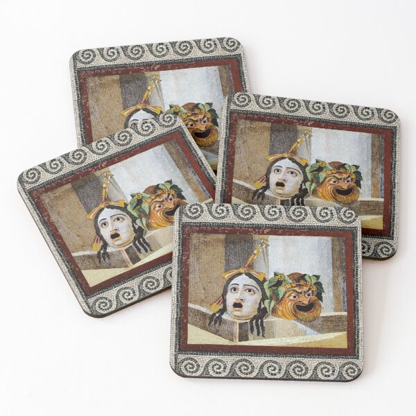 Item preview, ANTIQUE ROMAN MOSAICS ,GREEK COMEDY THEATER MASKS  designed and sold by BulganLumini.