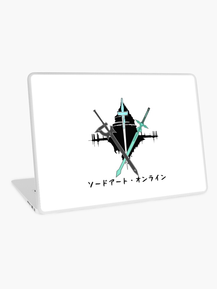 Sword Art Online Kirito Asuna Kirito And Asuna Swords Aincrad Swords Sao Black Laptop Skin For Sale By Aniprint Redbubble