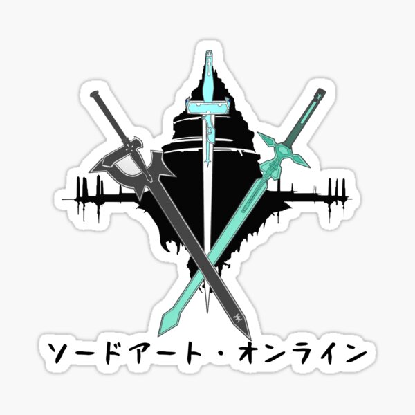 Sword Art Online, Kirito y Asuna, Kirito y Asuna Swords, Aincrad Swords, SAO Black Pegatina