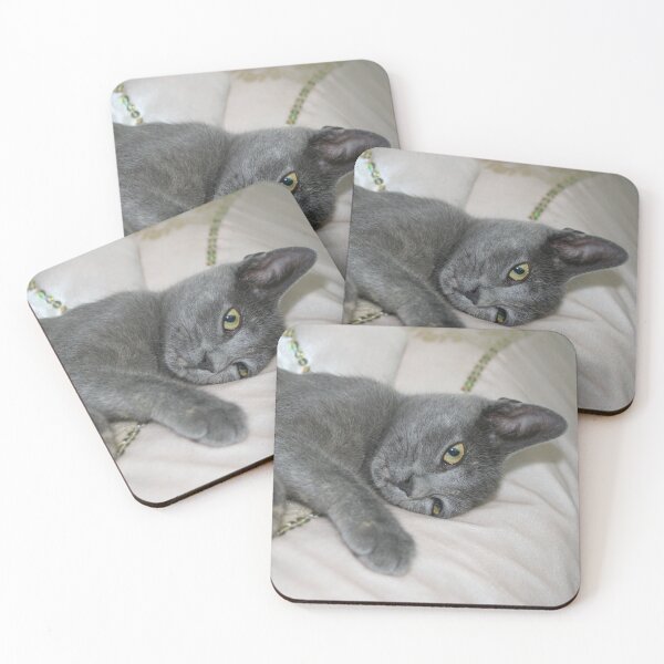 Item preview, Russian Blue Kitten Relaxed On A Bed designed and sold by taiche.
