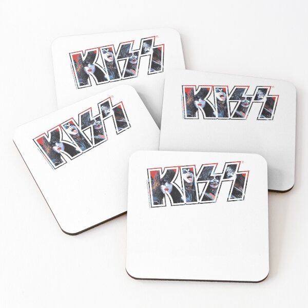 Kiss Logo Band Playing Fan Art Coasters (Set of 4)