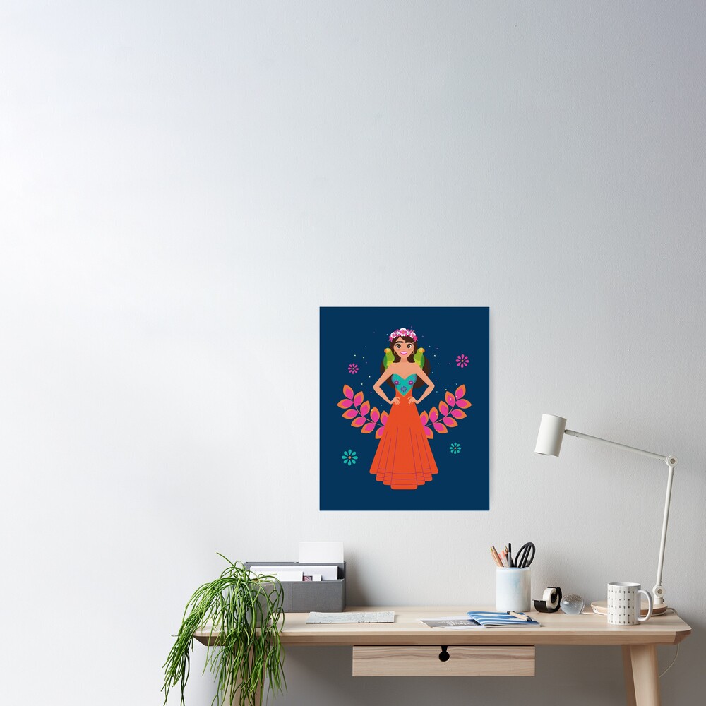 Mexican Beauty Princess Girl In Red Poster By Teecher Redbubble