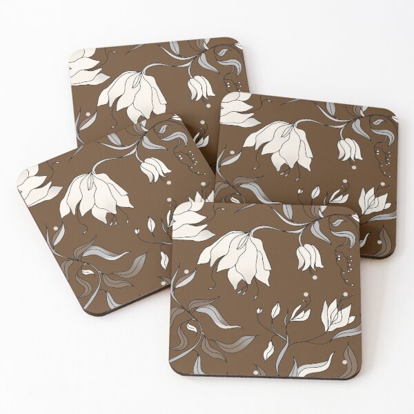 Item preview, Brown with white flowers art designed and sold by SILVERAPPLE.