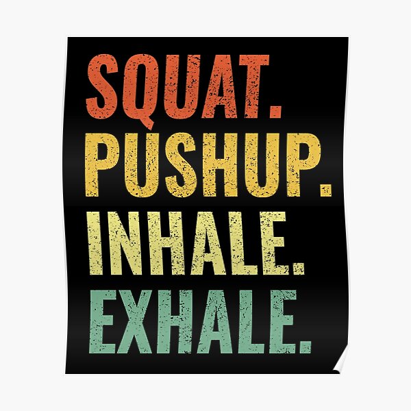 HiiT Yoga Squat Pushup Inhale Exhale Poster