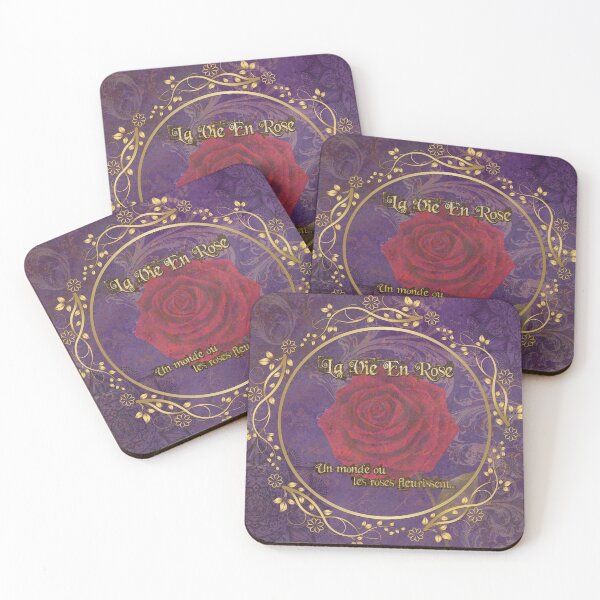 La Vie En Rose - Life in pink, in a world where roses bloom Coasters (Set of 4)