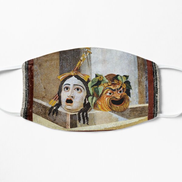 ANTIQUE ROMAN MOSAICS ,GREEK COMEDY THEATER MASKS Flat Mask