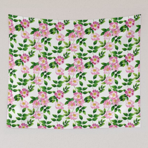 Item preview, Rose hips with green leaves watercolor pattern. designed and sold by Colibri77.