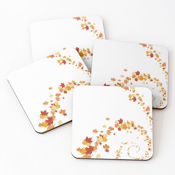 Item preview, orange maple leaf illustration against blue background, graphics illustration Desktop designed and sold by Halalolo.