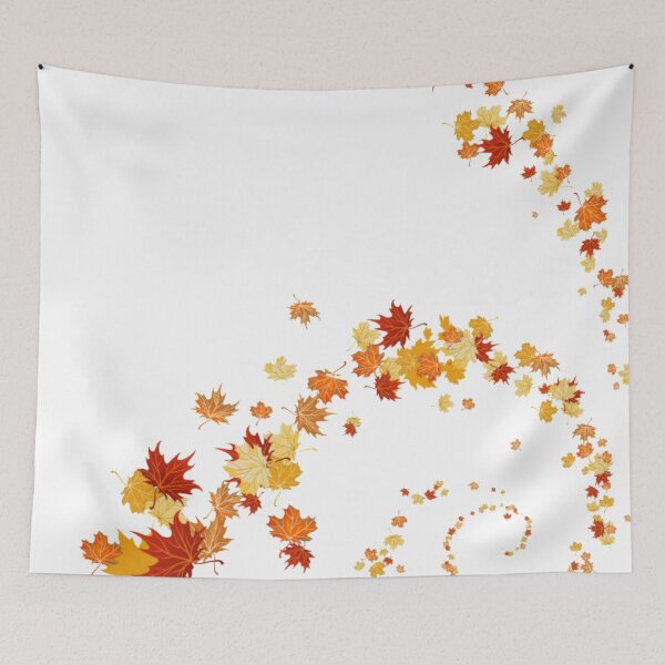 Item preview, orange maple leaf illustration against blue background, graphics illustration Desktop designed and sold by Halalolo.
