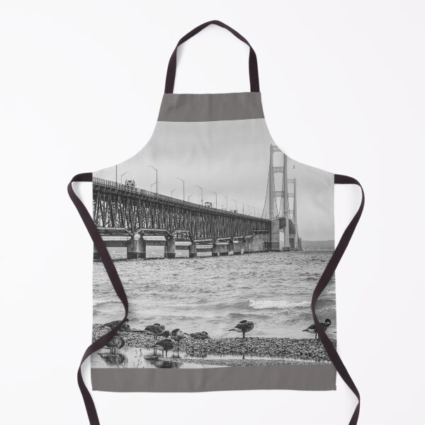 Item preview, Mackinac Bridge With Geese Grayscale designed and sold by mljdwhite.
