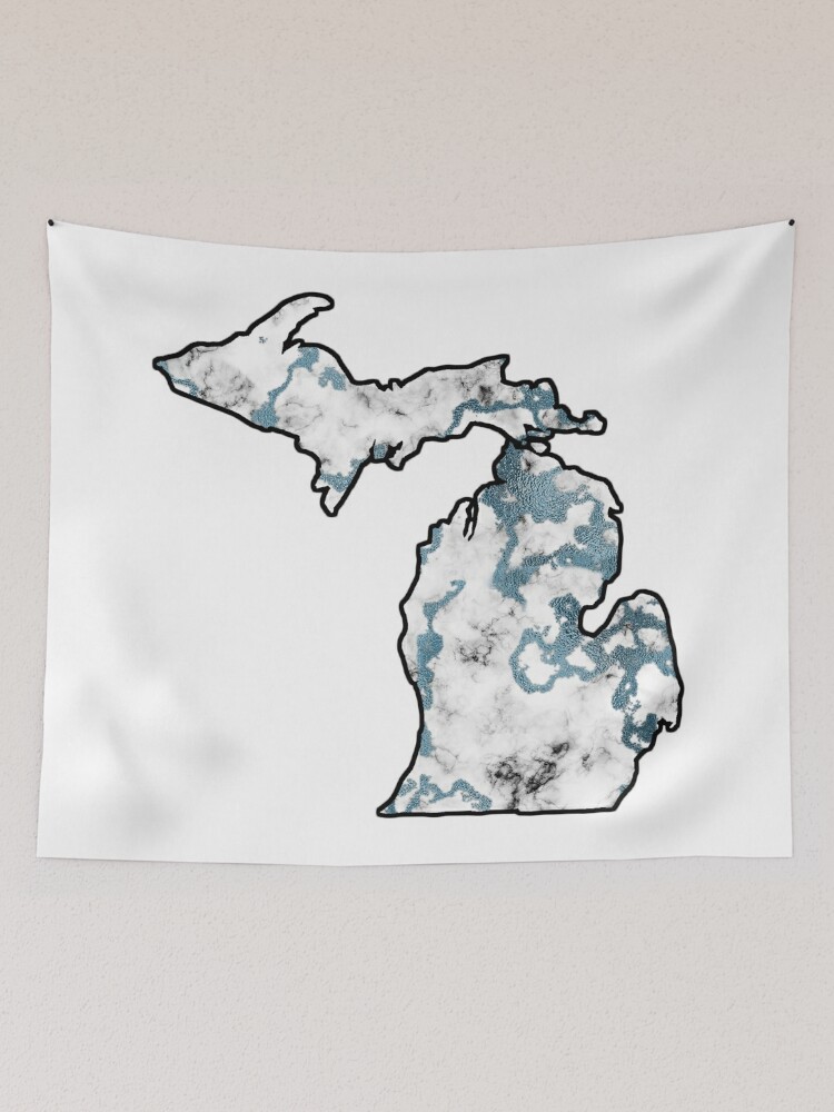 Michigan State Mitten Blue MARBLE Tapestry for Sale by InformedMind