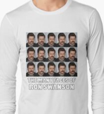 The Many Faces of Ron Swanson Long Sleeve T-Shirt
