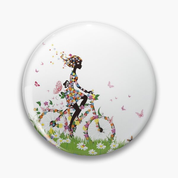 Item preview, woman riding bicycle with flowers illustration, Bicycle Flower, Colorful spring woman silhouette material designed and sold by Halalolo.