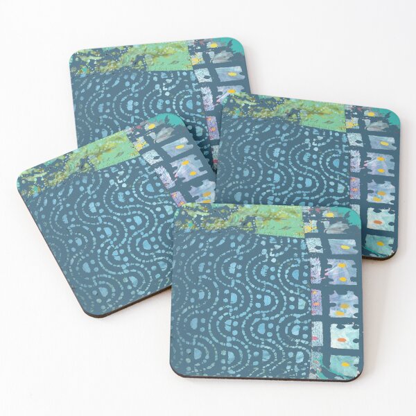 Item preview, Waves of Deep Blue Memories, fiber art graphic design designed and sold by djrunnels.