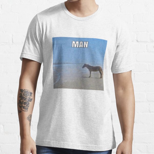 Man Horse by Ocean Meme Essential T-Shirt for Sale by