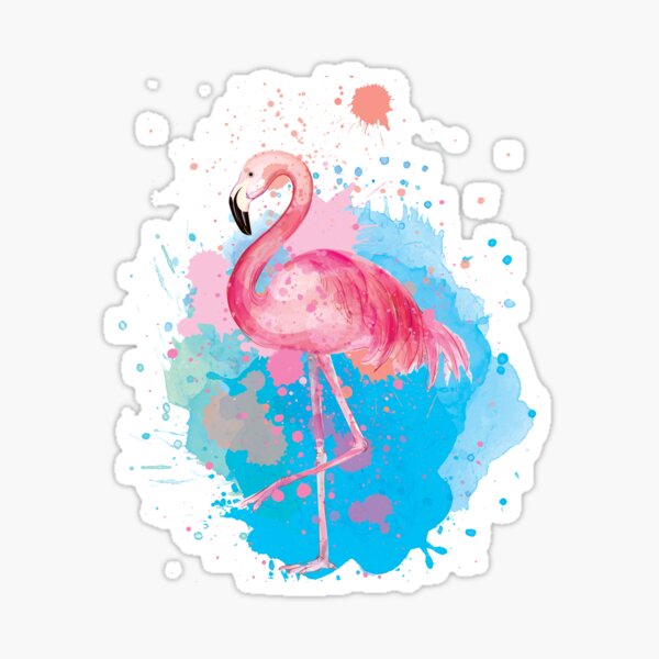 Flamingo lover gift, watercolor flamingo Sticker