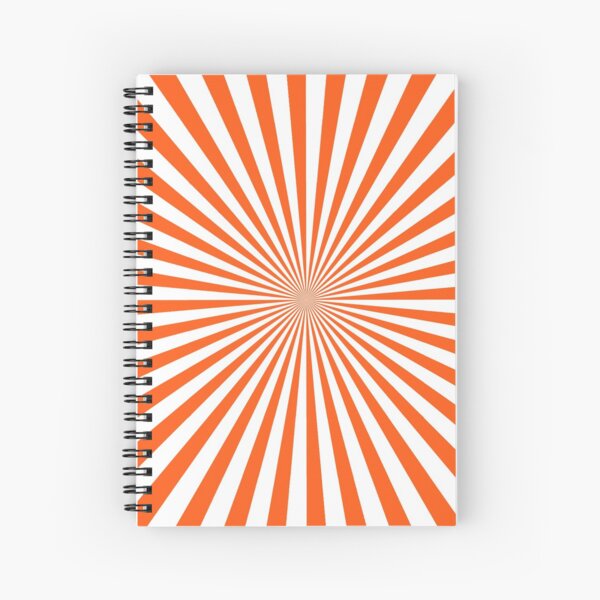 #Sunburst, #pinwheel, #groovy, #abstract, illustration, radial, sunbeam, design, pattern, psychedelic, art Spiral Notebook