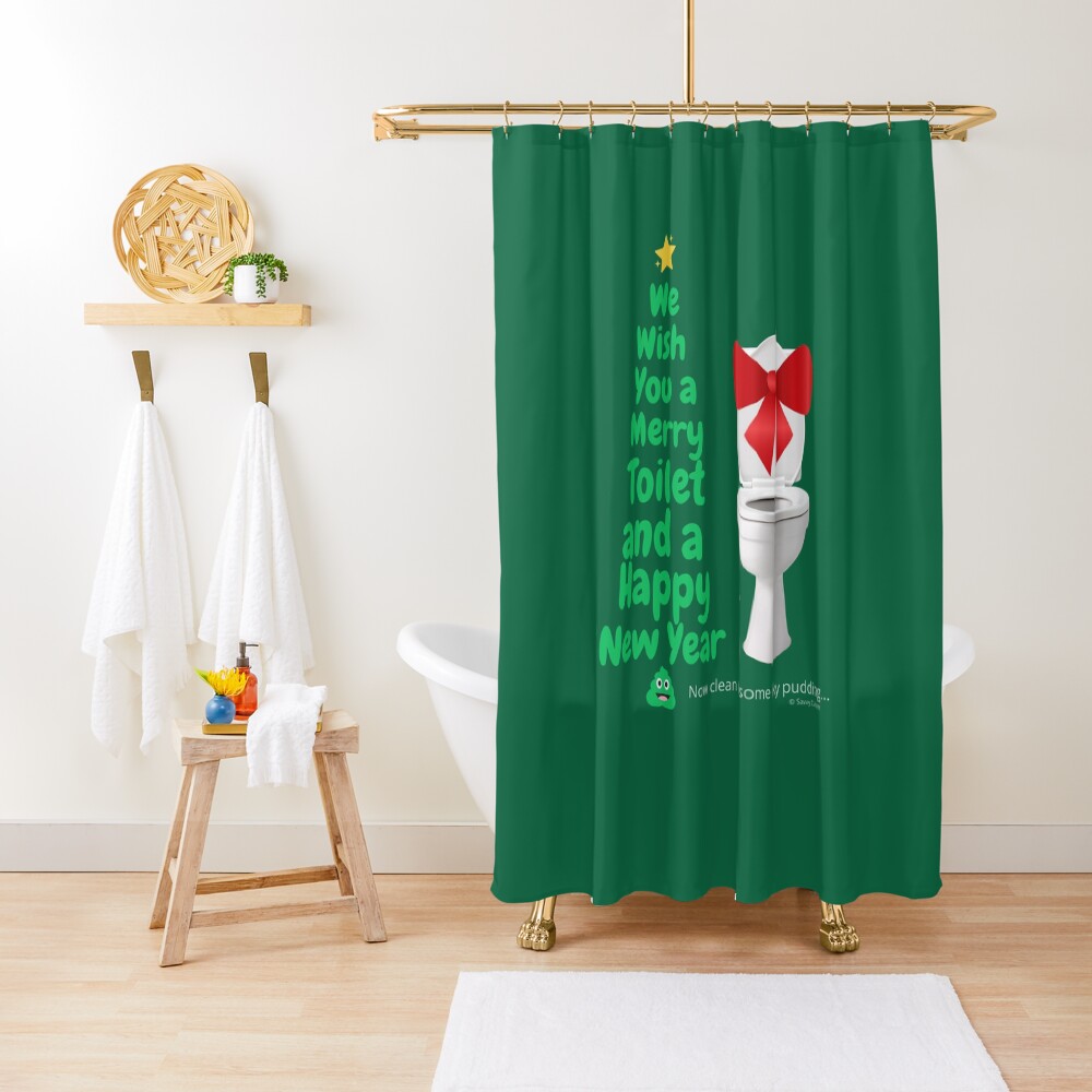 Merry Toilet Fun Cleaning Humor, Women's Gag Gifts Shower Curtain