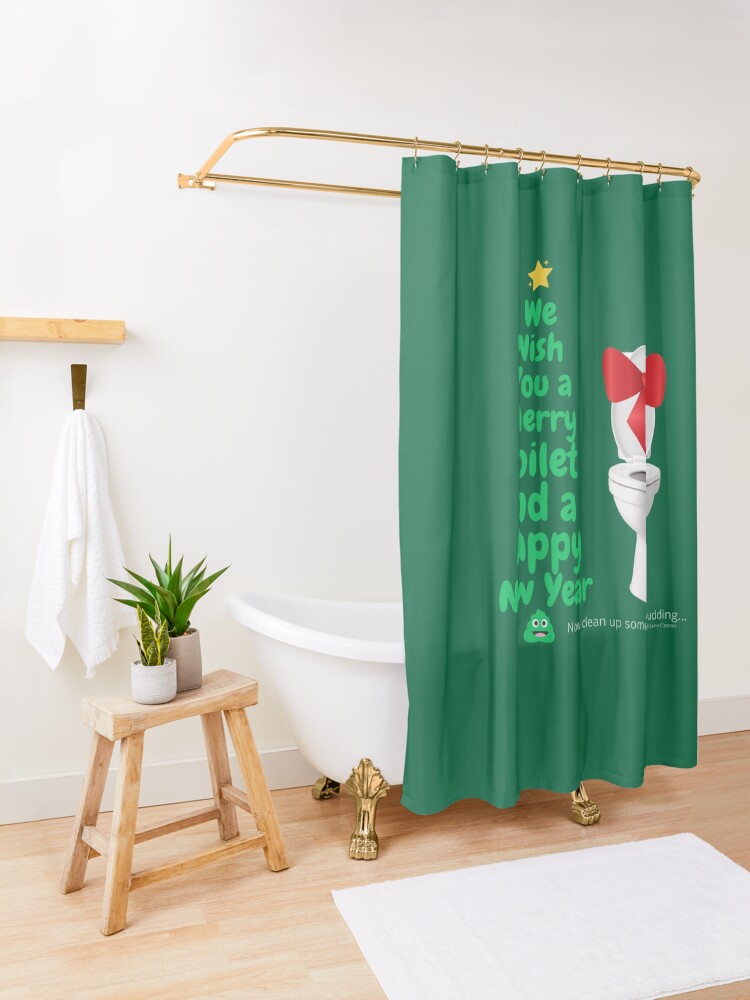 Alternate view of Merry Toilet Fun Cleaning Humor, Women's Gag Gifts Shower Curtain