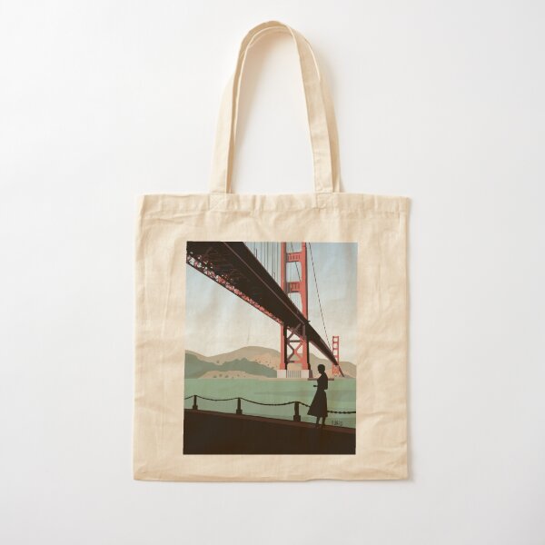 Vertigo Golden Bridge Illustration by Burroi Cotton Tote Bag