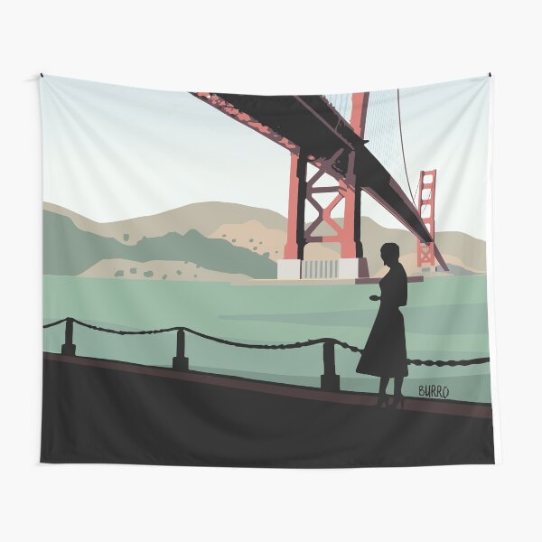 Aperçu de l'œuvre Vertigo Golden Bridge Illustration par Burroi créée et vendue par burrotees.