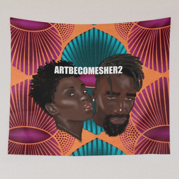 Item preview, Peach Ankara Couple designed and sold by ArtBecomesHer2.