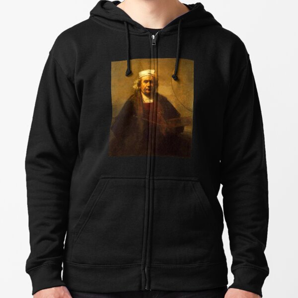 REMBRANDT. Self Portrait. Greatest painter in all of European Art. Zipped Hoodie
